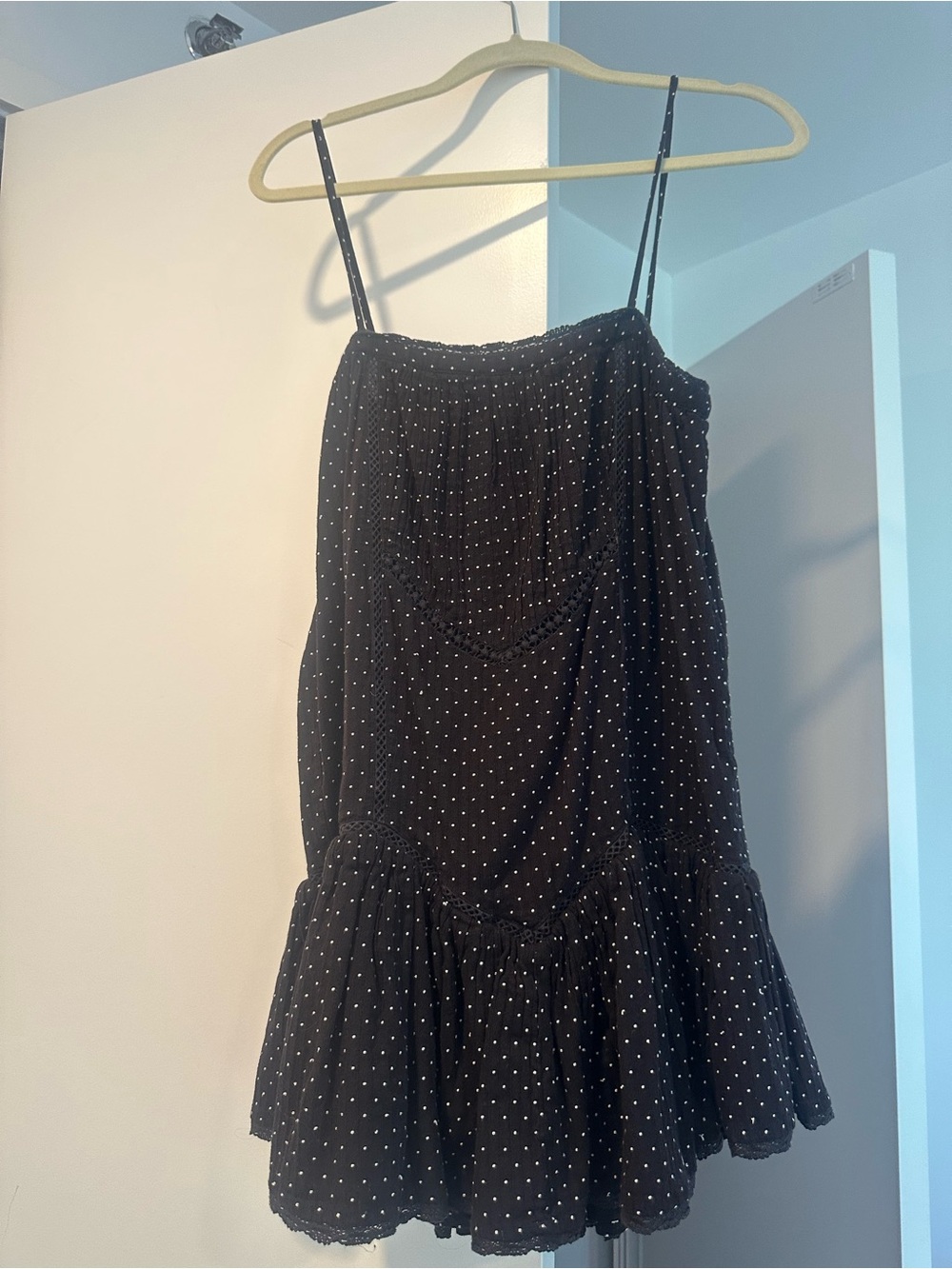 Black Polka Dot Spaghetti Strap Mini Dress